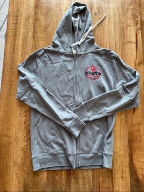 Blue 84 Gray Zip-Up Hoodie with Red Houston Logo